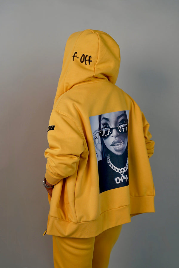 D.N.A Dámská oversize mikina se zipem a kapucí F-OFF